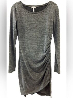 Leith Gray Marled Ruched Side Knit Dress M Long Sleeve Bodycon
